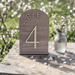 Numéro de table bois et or